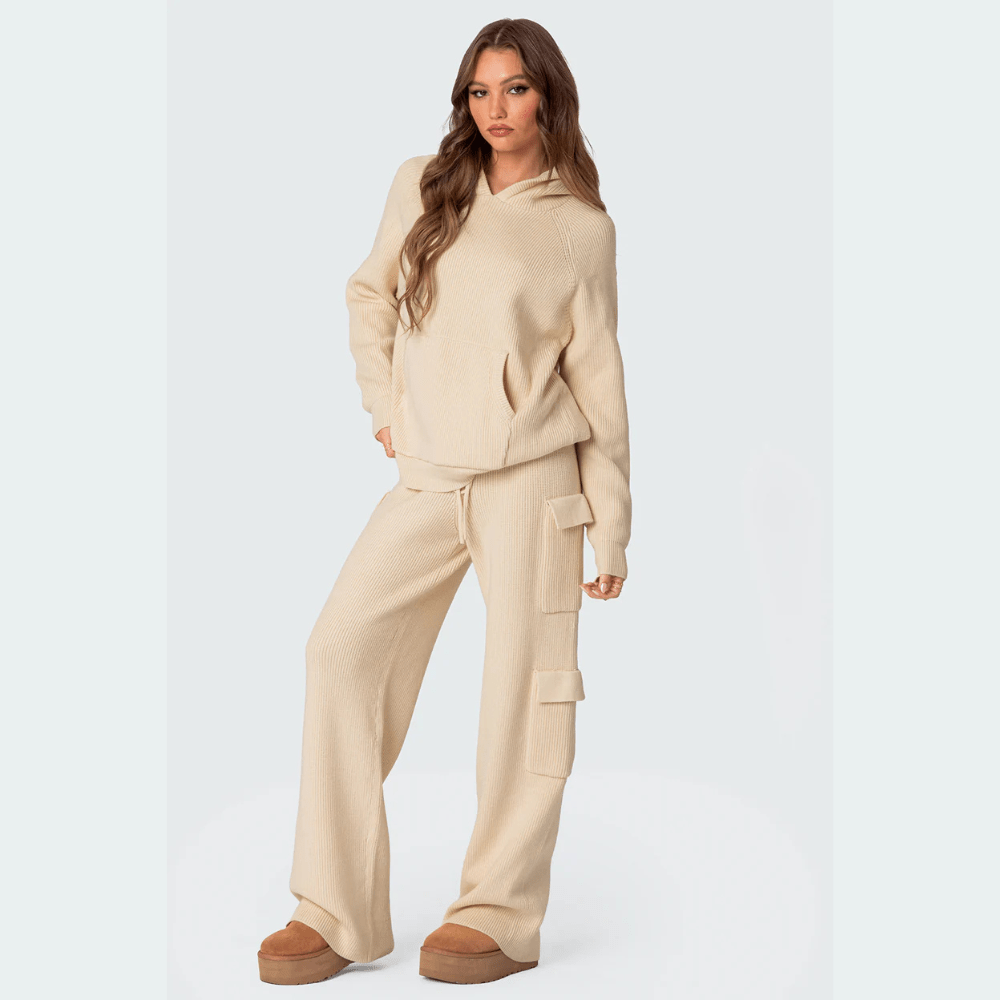 Conjunto de Punto con Capucha y Pantalón Cargo - Rovella