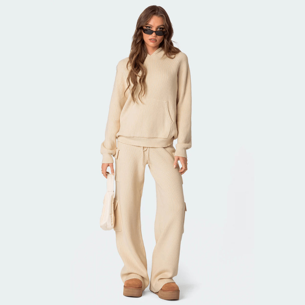 Conjunto de Punto con Capucha y Pantalón Cargo - Rovella